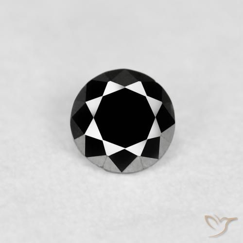 0.08ct Natural Preto Diamante, Redondo, Opaco