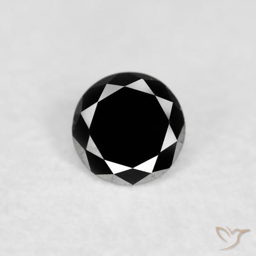 0.07ct Natural Preto Diamante, Redondo, Opaco