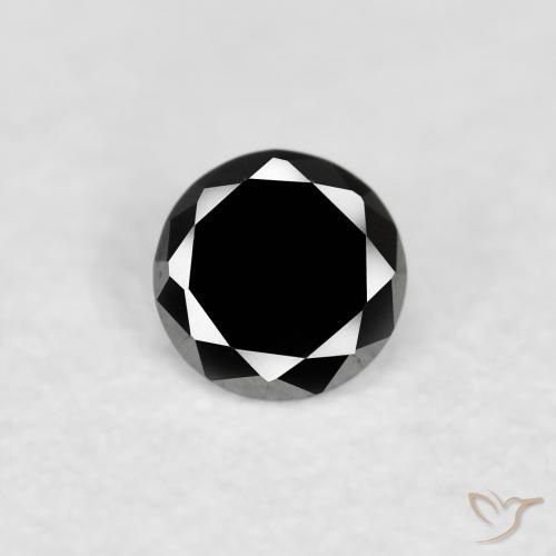 0.08ct Natural Preto Diamante, Redondo, Opaco