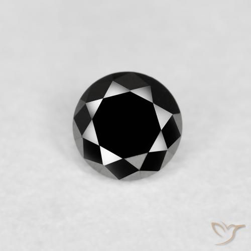 0.11ct Natural Preto Diamante, Redondo, Opaco