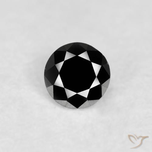 0.09ct Natural Preto Diamante, Redondo, Opaco