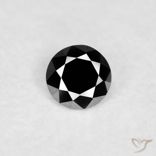 0.07ct Natural Preto Diamante, Redondo, Opaco