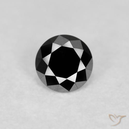 0.12ct Natural Preto Diamante, Redondo, Opaco