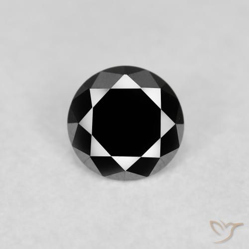 0.12ct Natural Preto Diamante, Redondo, Opaco