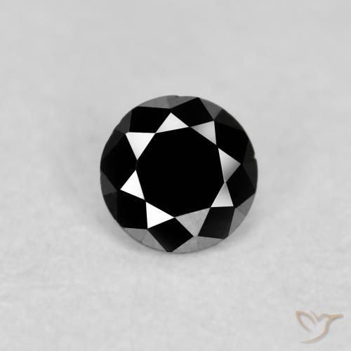 0.07ct Natural Preto Diamante, Redondo, Opaco