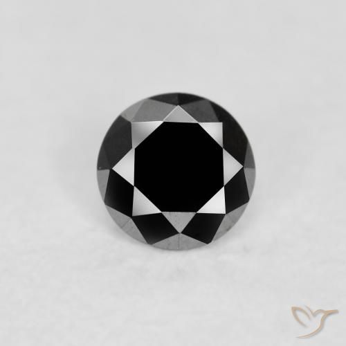 0.09ct Natural Preto Diamante, Redondo, Opaco