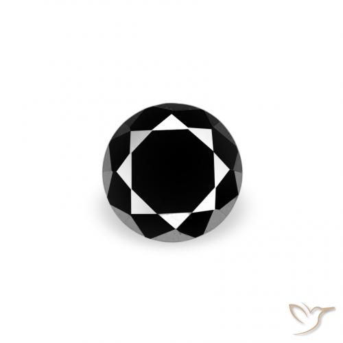 0.07ct Natural Preto Diamante, Redondo, Opaco