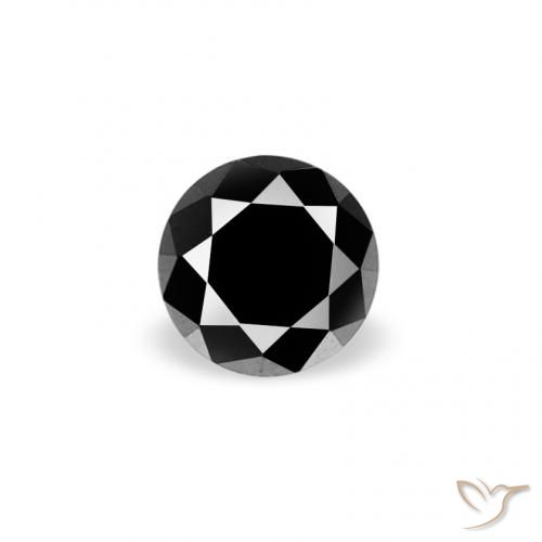 0.07ct Natural Preto Diamante, Redondo, Opaco
