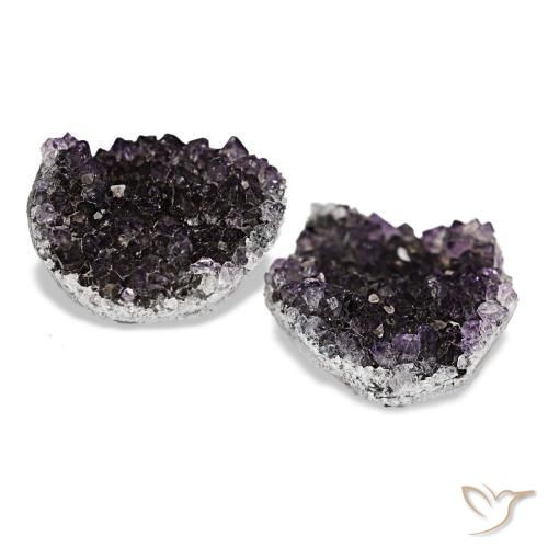 Pedras preciosas de drusa de ametista violeta natural de 15,02 ct, forma extravagante, opaco