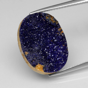 Druzy Azurita Azul Natural 9.26ct, Corte Oval, Opaco