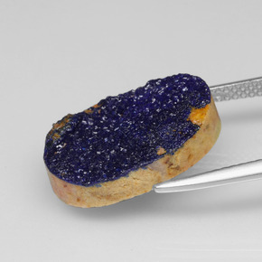 Druzy Azurita Azul Natural 9.26ct, Corte Oval, Opaco