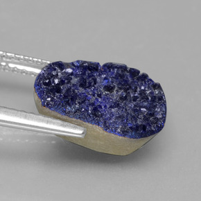Drusa de azurita azul natural 5,24ct, forma extravagante, opaco
