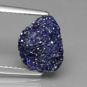Drusa de azurita azul natural 2,81ct, forma extravagante, opaco