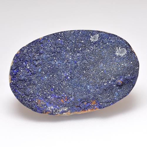 Drusa de azurita azul natural 22,48ct, forma extravagante, opaco