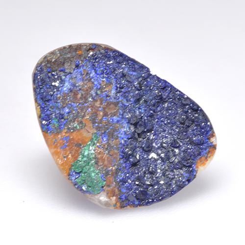 Drusa de azurita azul natural 8,35ct, forma extravagante, opaco