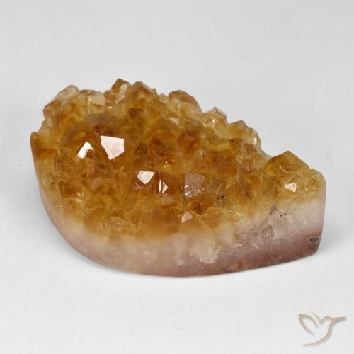 Druzy Citrine Laranja Médio Natural 67.28ct, Formato de pêra, Opaco