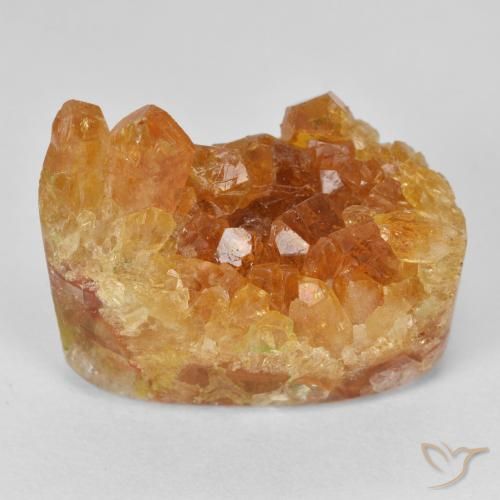 Druzy Citrine Laranja Profundo Natural 19.75ct, Formato de pêra, Opaco