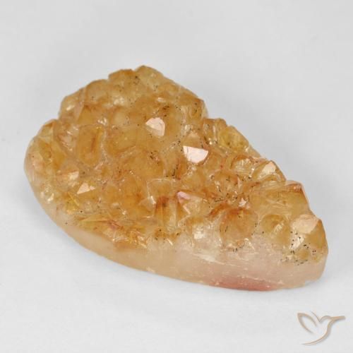 Druzy Citrine mel de laranja Natural 19.29ct, Formato de pêra, Opaco