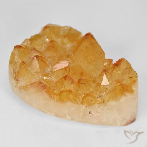 40.00ct Natural Medium Light-Orange Druzy Citrine, Formato de pêra, Opaco
