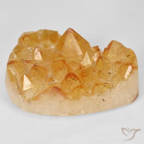 Druzy Citrine Medium Light-Orange Natural 40.00ct, Formato de pêra, Opaco