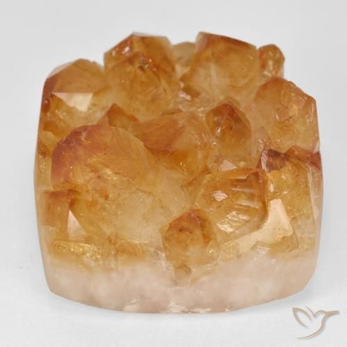 47.04ct Natural Medium Light-Orange Druzy Citrine, Quadrado, Opaco