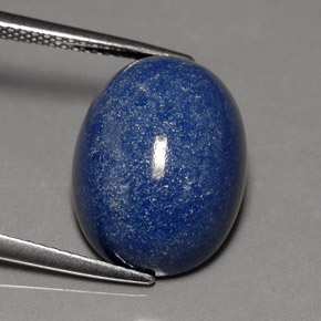 Quartzo com dumortierita azul natural 10,96ct, corte oval, opaco