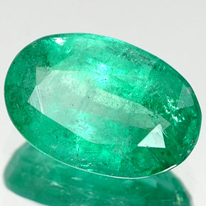 Esmeralda verde natural 1,64ct, corte oval, VS