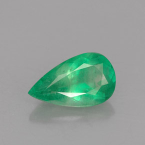Esmeralda verde natural 1,25ct, formato de pêra, SI-I1