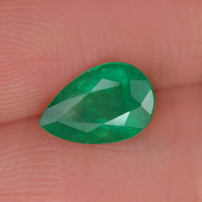 Esmeralda verde natural 0,72ct, formato de pêra, SI-I1