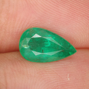 Esmeralda verde natural 1,27ct, formato de pêra, SI-I1