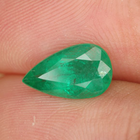 Esmeralda verde natural 1,27ct, formato de pêra, SI-I1