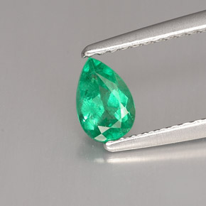 Esmeralda verde natural 0,43ct, formato de pêra, SI-I1