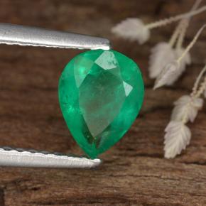 Esmeralda verde natural 0,82ct, formato de pêra, SI-I1