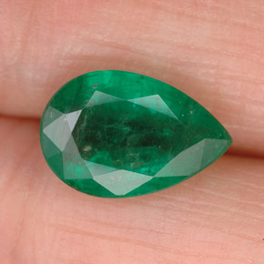 Esmeralda verde natural 1,86ct, formato de pêra, SI-I1