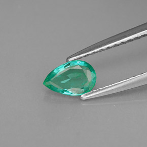 Esmeralda verde natural 0,32ct, formato de pêra, VS-SI