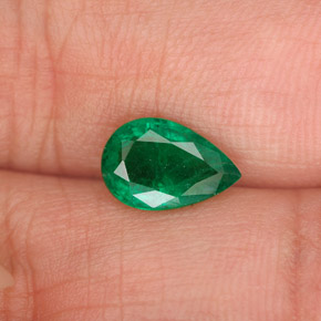 Esmeralda verde natural 0,98ct, formato de pêra, VS-SI