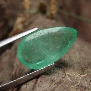 Esmeralda Luz verde Natural 6.23ct, Formato de pêra, Translúcido