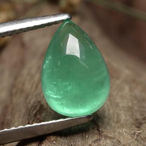 3,6 ct Pêra Cabochão Esmeralda, 11,3 x 8 mm Da Colômbia, Photo A