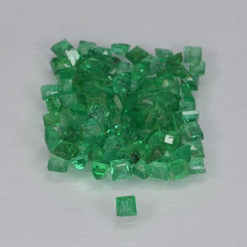 Pedras preciosas de esmeralda verde natural de 1,23 ct, quadrado, VS-SI