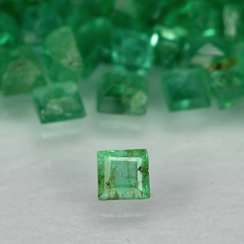 Pedras preciosas de esmeralda verde natural de 2,08 ct, quadrado, SI
