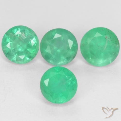 Pedras preciosas de Esmeralda Jade verde natural de 0.73 ct, Redondo, SI-I1
