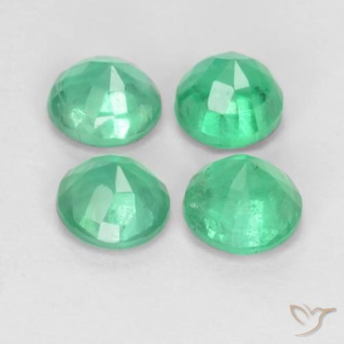 Pedras preciosas de Esmeralda Jade verde natural de 0.73 ct, Redondo, SI-I1