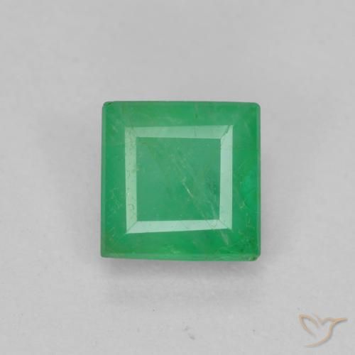 Esmeralda verde quente Natural 0.53ct, Quadrado, SI-I1