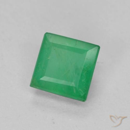 Esmeralda verde quente Natural 0.53ct, Quadrado, SI-I1