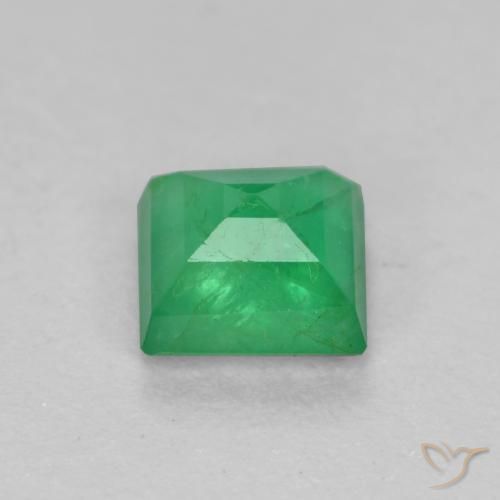 Esmeralda verde quente Natural 0.53ct, Quadrado, SI-I1