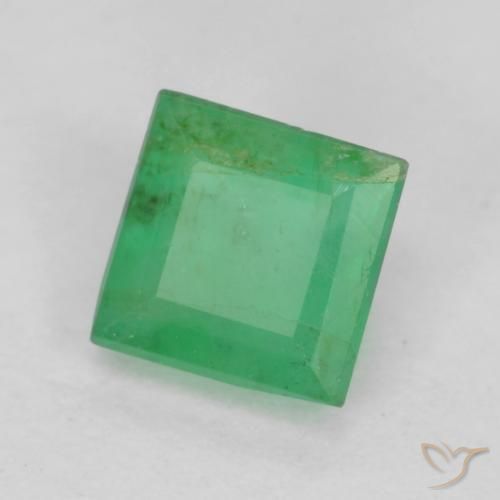 Esmeralda Verde amarelado Natural 0.38ct, Quadrado, VS-SI