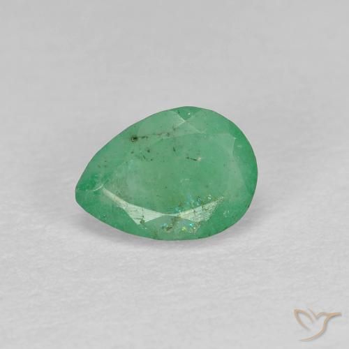 Esmeralda verde pistache Natural 0.51ct, Formato de pêra, SI-I1