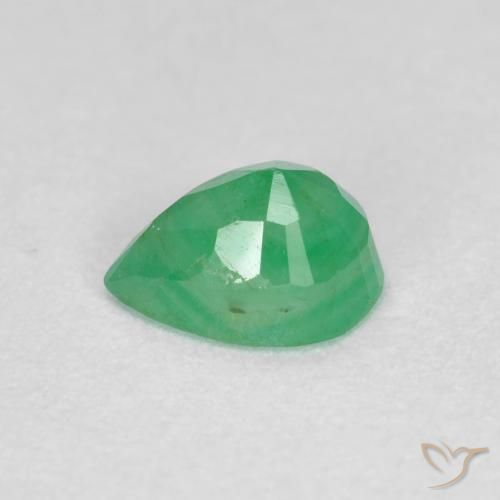 Esmeralda Verde claro Natural 0.47ct, Formato de pêra, SI-I1