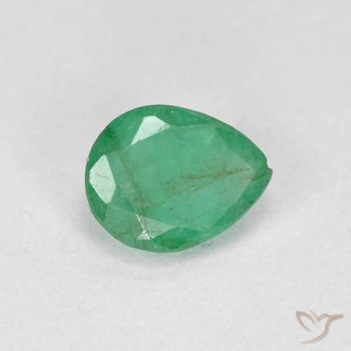 Esmeralda Verde claro médio Natural 0.41ct, Formato de pêra, SI-I1