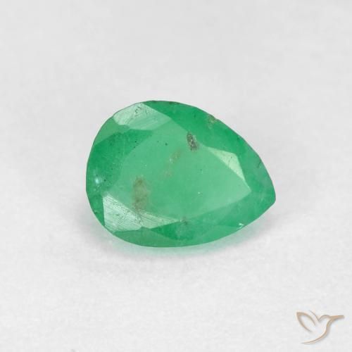 Esmeralda Luz verde Natural 0.44ct, Formato de pêra, SI-I1